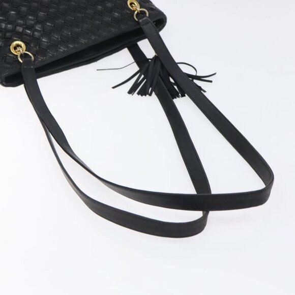 BALLY Quilted Shoulder Bag Leather Black Gold Auth BA1832 - Picture 8 of 15